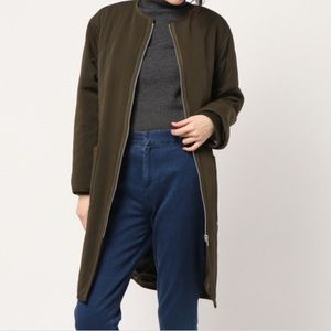 Mila Owen Army Green Quilted Zip Coat Size F (Med)